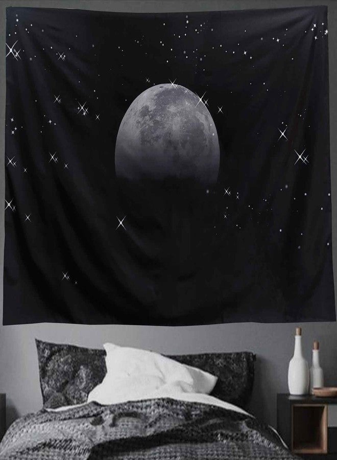 TUGCAY Moon Tapestry Black Tapestry Starry Night Sky Stars Tapestries Wall Hanging for Bedroom College Dorm Living Room Aesthetic Decoration(60x40 Inch) - Image 1